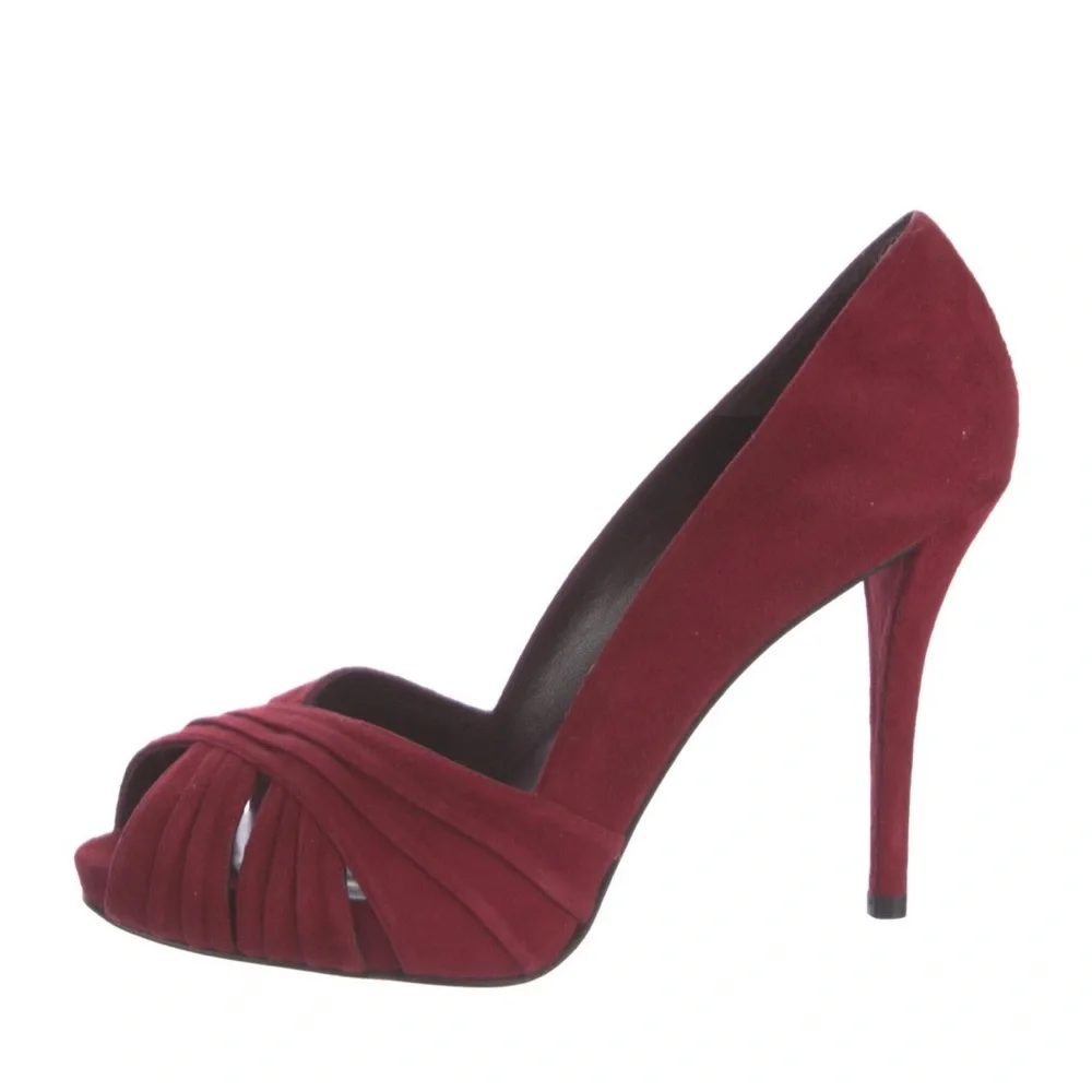 Stuart Weitzman Burgundy slingback Suede Shoes - Picture 2 of 5